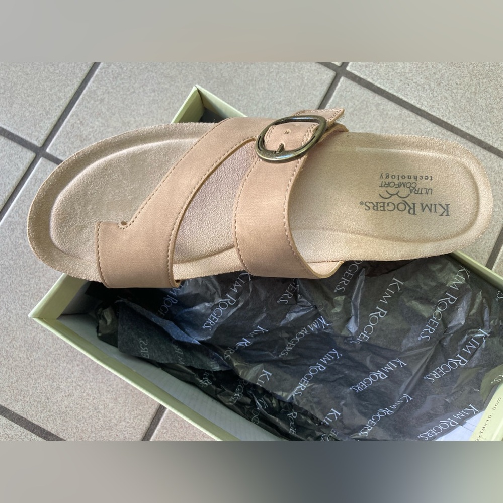 Kim Rogers Beige Buckle Sandals